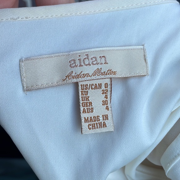 🛳 Designer’s Aidan Mattox Beige Drape Chiffon Cocktail Sequin Dress - Picture 15 of 16